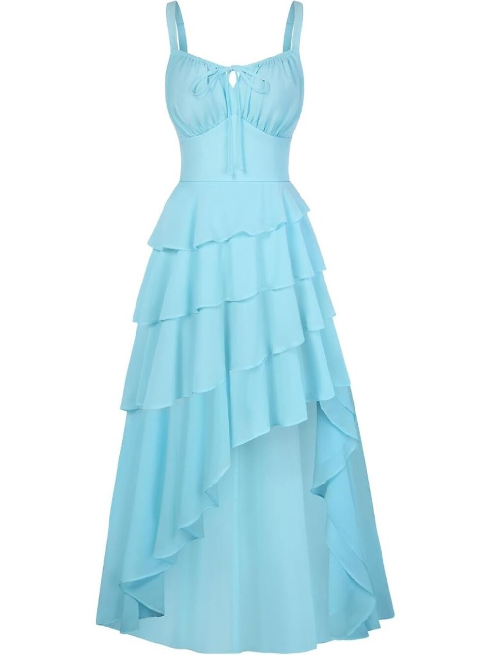 Women's Light Blue Ruffled Renaissance Pirate Gothic Fairy Core Costume Dress